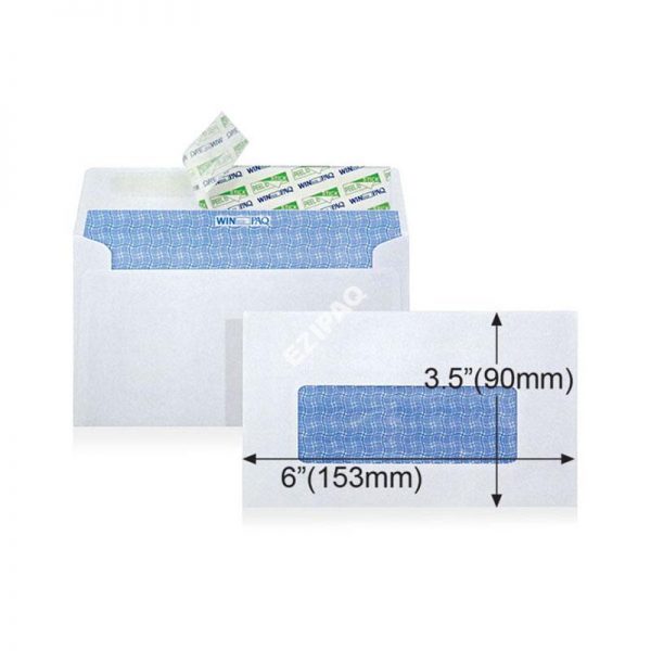 100gm 153x90mm White Opaque Peel & Seal Window Wallet Envelope