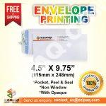 Envelope Printing 4.5"X9.75" Pocket Peel & Seal Without Window